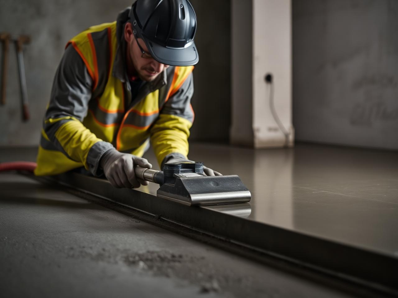 Concrete craftsman finishing a slab